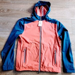 Peter Millar Hyperlight 3L Link Hoodie Full Zip Jacket Medium $270 Pink Blue